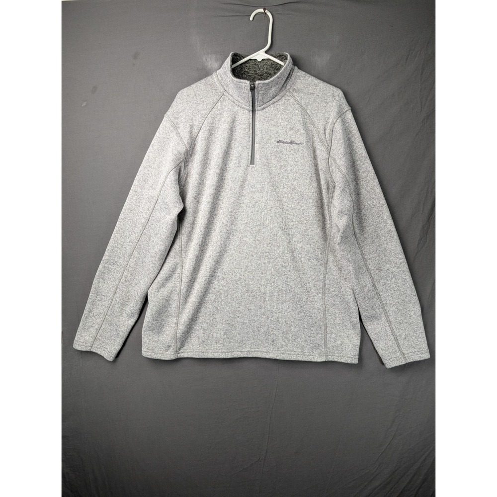 Eddie Bauer Mens Gray‎ Quarter Zip Fleece Pullover Sweater XL
